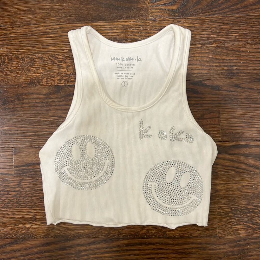 I Am Koko La smiley face tank top size small